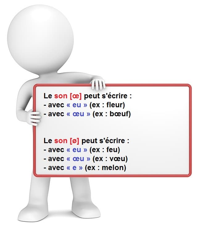 Apprendre à lire et à écrire : connaître les diverses graphies des phonèmes « eu » et « oeu ».