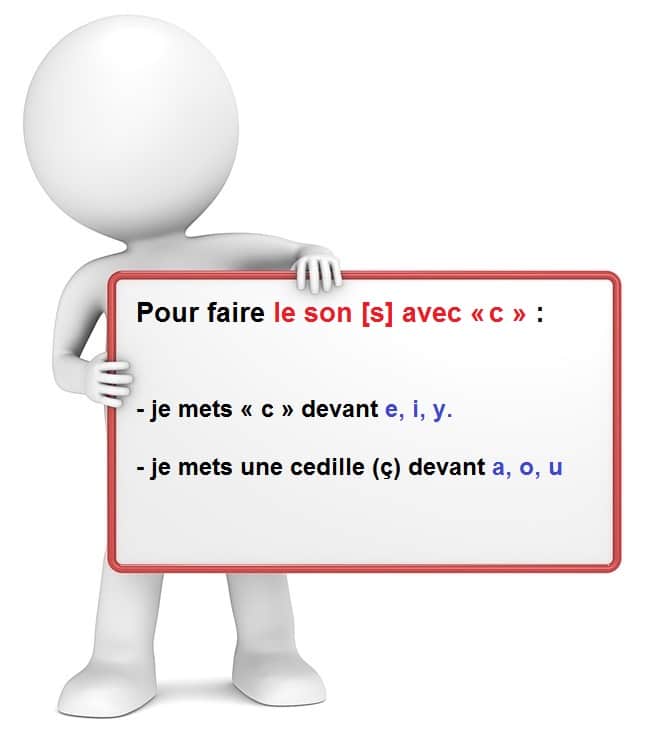 Apprendre à lire et à écrire : savoir quand il faut mettre une cédille sur un « c ».