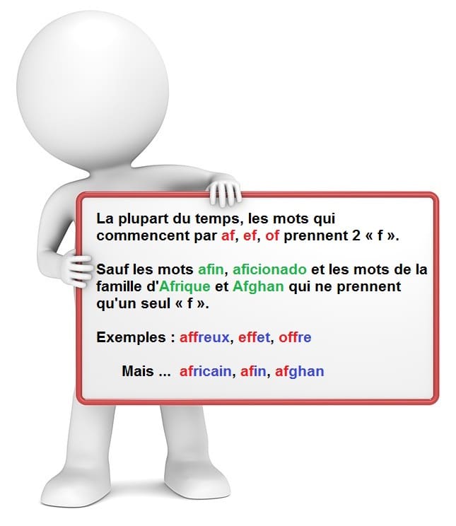 Comment écrire les mots qui commencent par af ef of