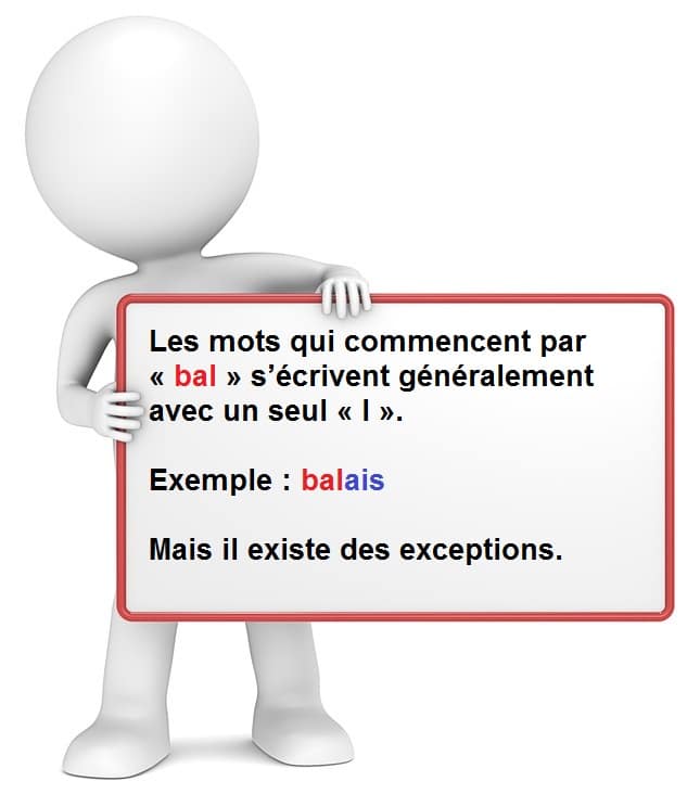 Leçon d'orthographe : écrire les mots commençant avec les lettres bal