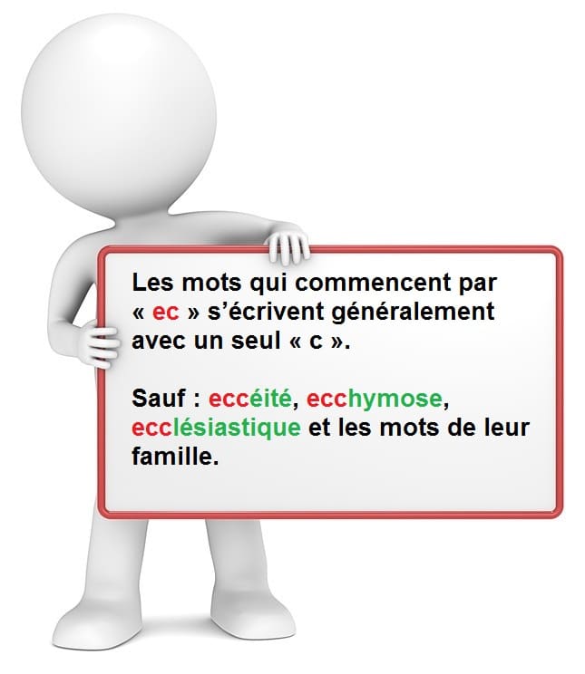 Leçon d'orthographe : écrire les mots finissant avec les lettres ec