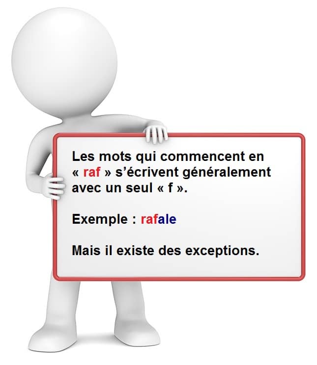 Leçon d'orthographe : écrire les mots finissant avec les lettres raf