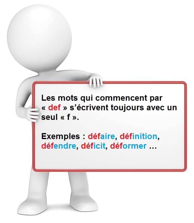 Leçon d'orthographe : écrire les mots commençant avec les lettres def