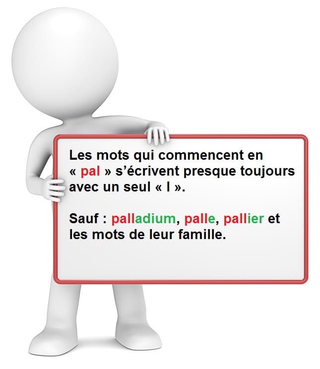 Leçon d'orthographe : écrire les mots finissant avec les lettres pal