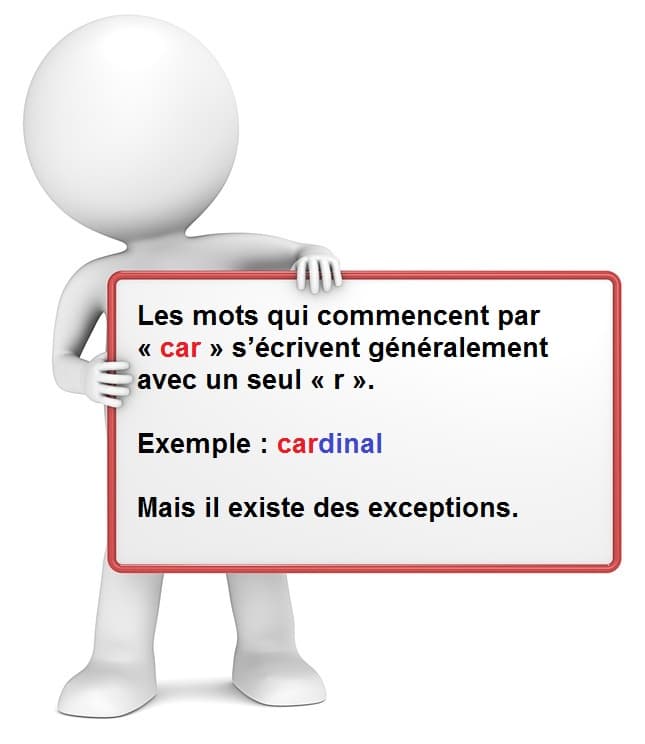 Leçon d'orthographe : Mots qui commencent par CAR