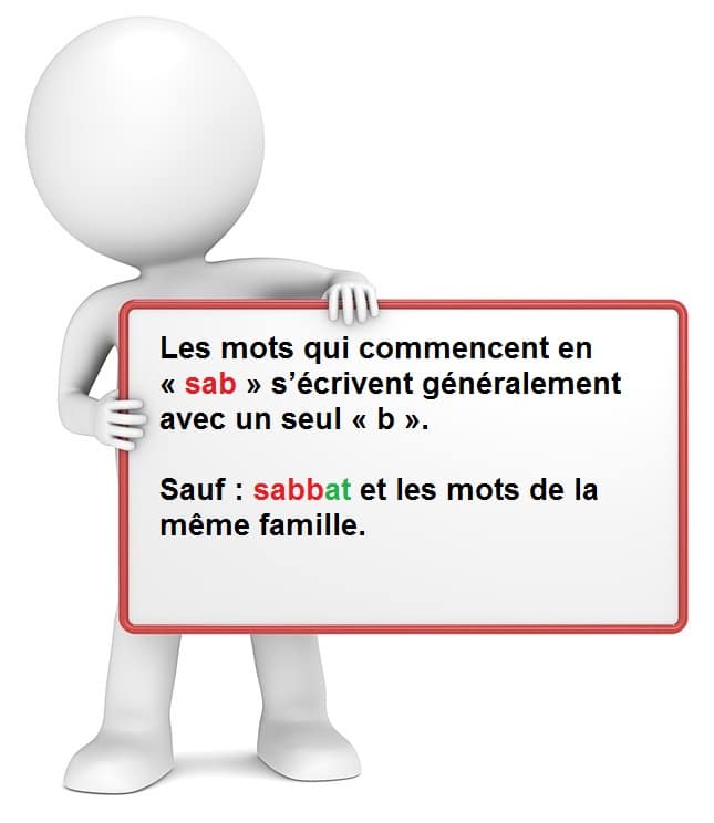 Leçon d'orthographe : écrire les mots finissant avec les lettres sab