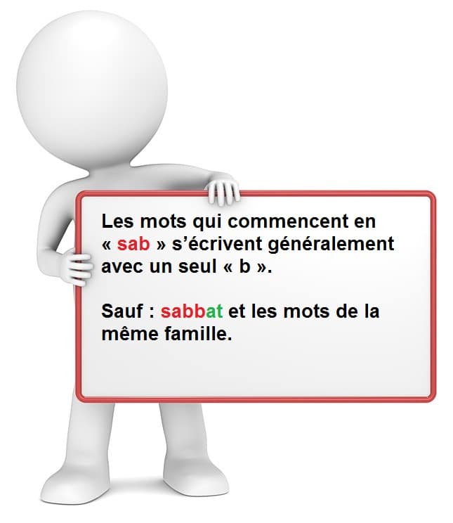 Leçon d'orthographe : écrire les mots finissant avec les lettres sab