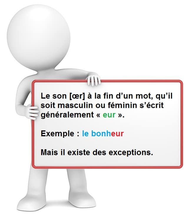 Leçon d'orthographe : écrire les mots finissant avec les lettres eur