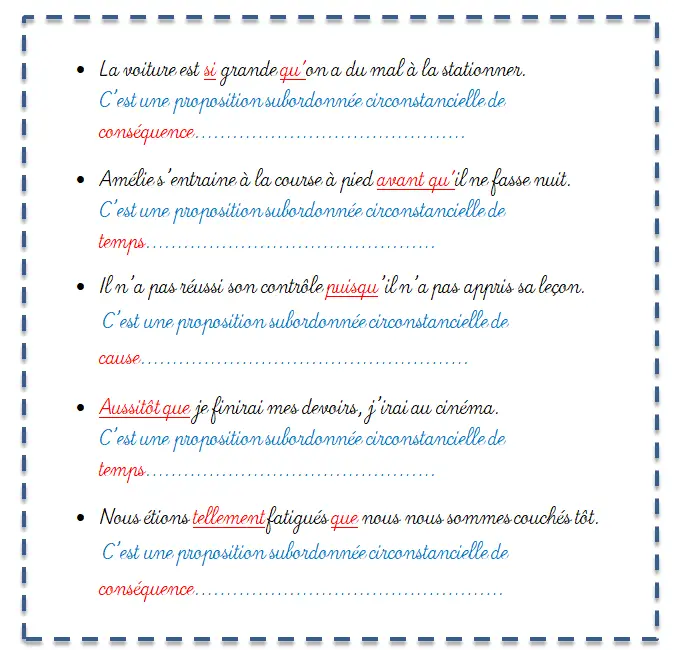 Corrig Les Diff rentes Propositions Subordonn es Circonstancielles 