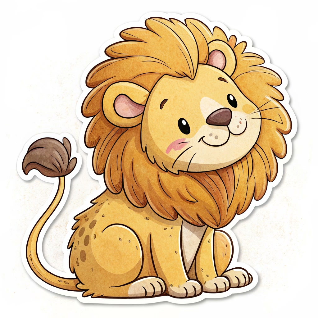 Un lion : le mot lion s'écrit avec ion